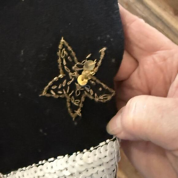 VTG MODI Sequin Patchwork Denim Jacket Women's M Boho Statement 90s vibes FLAW - Picture 13 of 13